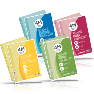 Ricambi rinforzati colorati Blasetti per quaderni ad anelli A4 80g/m² - 40 fogli - 4 mm - azzurro - 7807