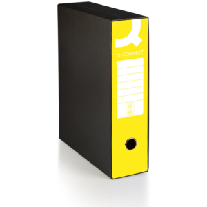 Registratore commerciale con custodia Q-Connect dorso 8 cm - 28,5x32 cm - giallo - 0201041/Q.GI