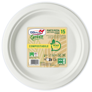 Piatti pizza in polpa Dopla Green Pfas Free bianco - Ø 320 mm - 07906 (conf.15)