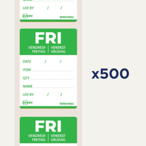 Etichette rimovibili per tracciabilità alimentare giornaliere Avery 40x56 mm - ven/verde - DLDFRIREV-500 (conf.500)