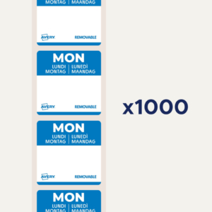 Etichette rimovibili per tracciabilità alimentare giornaliere Avery 25x25 mm - lun/azzurro - DLSMONREV-1000 (conf.1.000)