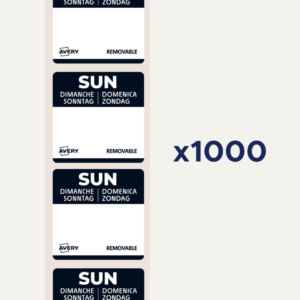 Etichette rimovibili per tracciabilità alimentare giornaliere Avery 25x25 mm - dom/nero - DLSSUNREV-1000 (conf.1.000)