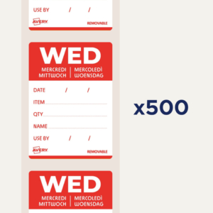 Etichette rimovibili per tracciabilità alimentare giornaliere Avery 40x56 mm - mer/rosso - DLDWEDREV-500 (conf.500)