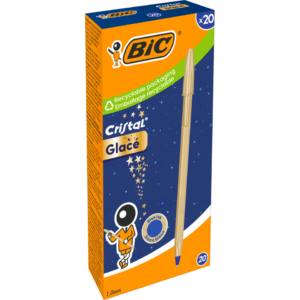 Penna a sfera con cappuccio BIC Cristal Glacé punta M 1 mm - inchiostro blu - colore fusto oro - 302522