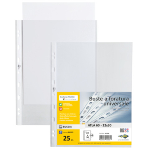Buste a perforazione universale Sei Rota Atla 22x30 cm in PP basso spessore - finitura goffrata - conf. 25 pz - 662206 - LoveOffice