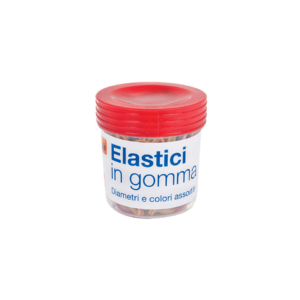 Elastici in gomma Nikoffice in barattolo da 100 g colori e misure assortite 06NIK034
