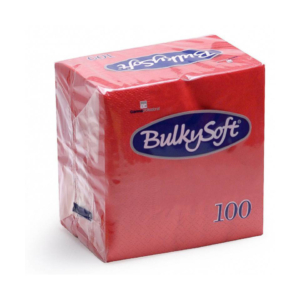 Tovaglioli Bulkysoft Rainbow pura cellulosa 24x24 cm 2 veli - rosso - 32367 (20 conf. da 100 pezzi cad.)