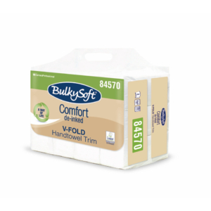 Asciugamani Bulkysoft Comfort piegati a V de-inked bianco 2 veli - 84570 (conf.12 fascette da 250 fogli cad.)
