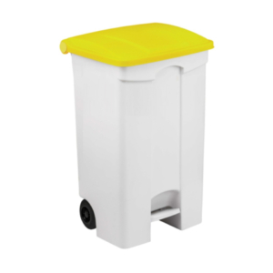Contenitore mobile a pedale Medial Contitop 90L in PP bianco-giallo 115596