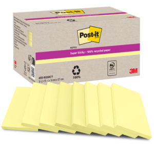 Foglietti riposizionabili Post-it® Super Sticky in carta riciclata 76x127 mm - giallo Canary - 70 foglietti/blocchetto (conf.8)