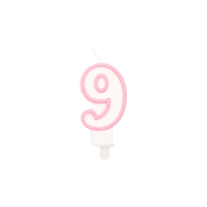 Candelina Party Go bianco e rosa H.6 cm n° 9 EA0203