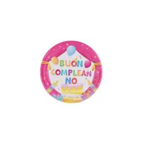 Piatti in carta Party Go Buon Compleanno rosa Ø18 cm - AA0093-T (conf.8)