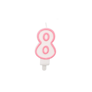 Candelina Party Go bianco e rosa H.6 cm n° 8 EA0202