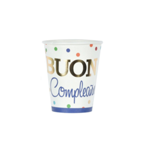 Bicchieri di carta Party Go Buon Compleanno pois colorati 27 cl - AI0336 (conf.6)