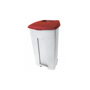 Contenitore mobile a pedale Medial Contiplast 120L in PP bianco-rosso 102537