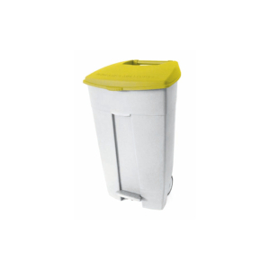 Contenitore mobile a pedale Medial Contiplast 120L in PP bianco-giallo 102536