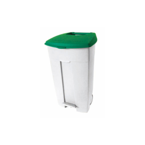 Contenitore mobile a pedale Medial Contiplast 120L in PP bianco-verde 102538