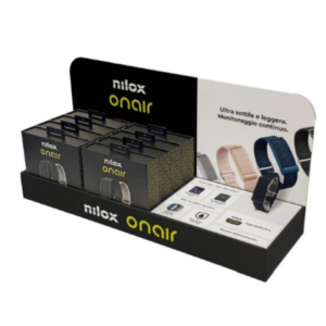 Espositore da banco 20 bracciali fitness band in cartotecnica Nilox con prodotto al tocco - EXPONILOXONAIR - LoveOffice