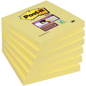 Foglietti riposizionabili Post-it® Super Sticky 76x76 mm - giallo Canary - 90 foglietti - 654-6SS-CY (conf.6 blocchetti)