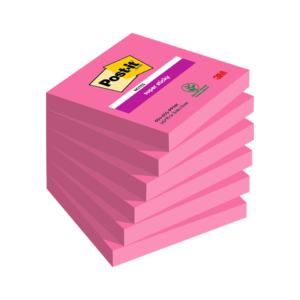 Foglietti riposizionabili Post-it® Super Sticky 76x76 mm - rosa power - 90 foglietti - 654-6SS-PPNK (conf.6 blocchetti)