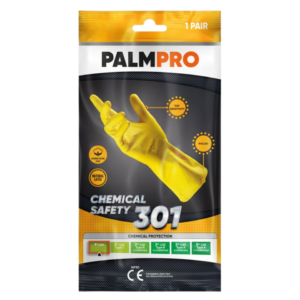 Guanti riusabili in lattice giallo felpato con bordino Icoguanti Palmpro 301 - sp. 0,30 mm L.30 cm DPI 1 - Tg. XL