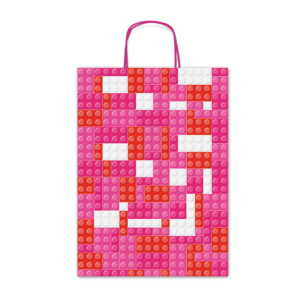 Borse shopper Rex-Sadoch Allegra Mattoncini su kraft bianco - 26x12x36 cm rosa/rosso - SDF26-276J (conf.25)