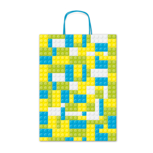Borse shopper Rex-Sadoch Allegra Mattoncini su kraft bianco - 16x8x21 cm azzurro/verde - SDF16-275J (conf.25)