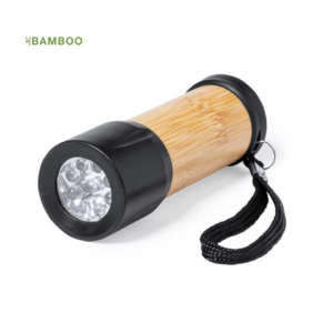 Torcia Freddie in bambù e ABS 9 led nera 10 cm - 20194
