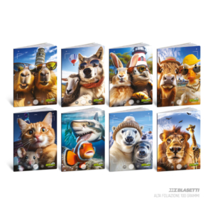 Maxi quaderni Blasetti Animal Selfie A4 - 100 g/m² - 24+1 fogli - a quadretti 10M - 9400 (conf.10)