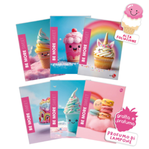 Maxi quaderni Be More Sweet A4 a quadretti 4M - 100 g/m² - 24+1 fogli - copertina profumata - assortiti (conf.10)