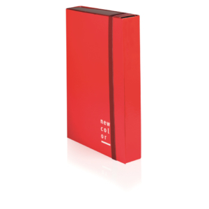 Cartella a 3 lembi con elastico piatto Brefiocart NEW COLOR 25x35 cm Dorso 10 cm Rosso