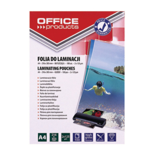 Pouches per plastificatrici Office Products 2x125 µm finitura lucida A4 - conf. 100 pezzi - 20325435-90 - LoveOffice