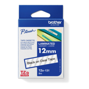 Nastro laminato per etichettarice - 12 mm x 8 mt Brother Nero/Trasparente TZE-131