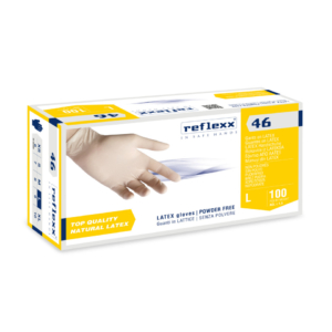 Guanti monouso in lattice senza polvere Reflexx per laboratorio ambidestri - TG L DPI Cat. III conf. 100 pz R46/L