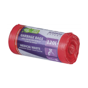Sacchi immondizia per rifiuti sanitari Donau Expert 120 L 110x69 cm - 25 µm rosso - 22387736-04 (rotolo 25 sacchi)