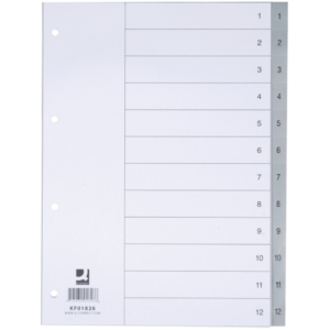 Divisore numerico Q-Connect Grigio 22,5x29,7 cm ppl 1-12