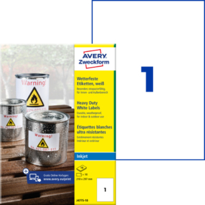 Etichette poliestere Bianche per stampanti Ink-jet Avery - 210x297 mm - 10 fogli (conf.10 etichette)