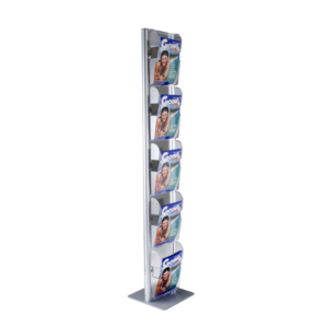 Espositore da terra porta depliant Menhir Ice Tecnostyl A4 - monofronte ICE - 33x33x173 cm - MIC102