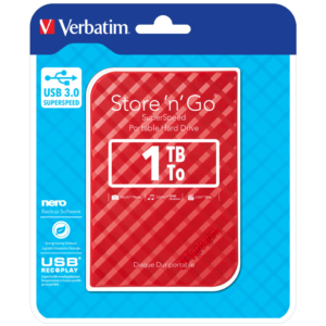 Hard Disk Store 'n' Go 3.0 Verbatim - 1 TB - Rosso - 53203