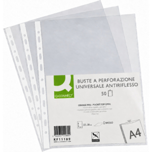 Buste a perforazione universale Q-Connect 22x30 cm alto spessore finitura liscia - KF11187 (conf.50)