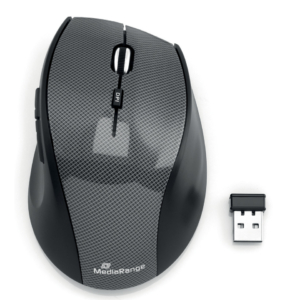 Mouse ottico Media Range 5 pulsanti, serie highline, wireless 1600 dpi carbonio/nero - MROS207