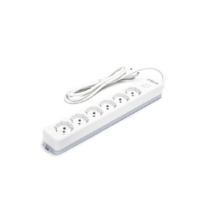 Multipresa con interruttore 16A - cavo 1,5 m - Bianco e Grigio Aigostar a 6 vie P40 - 281816