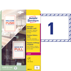 Adesivi per finestre Avery in carta con pellicola plastificatrice 210x148 mm - L9002-10 (conf.10)