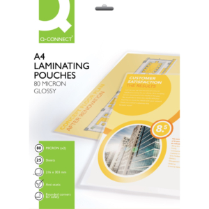 Pouches per plastificatrici Q-Connect 216x303 mm 80µm A4 finitura lucida - KF04118 (conf.25)