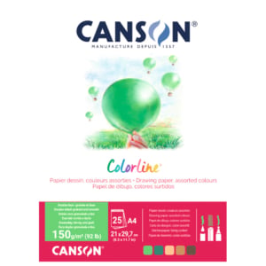 Album da disegno Canson Colorline® A4 150g/m² 25 fogli - Colori Assortiti Terra - Liscio/Ruvido - C31074P003