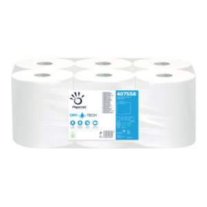 Asciugamani in rotolo Autocut Papernet con tecnologia Dry Tech 1 velo - pura cellulosa - bianco - 407558 (conf.6)