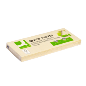 Foglietti riposizionabili Q-Connect 100% riciclato 65g/m² Giallo 38x51 mm - KF22367 (12 blocchetti da 100 fogli)