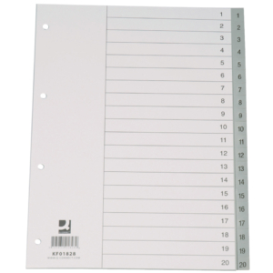 Divisore numerico Q-Connect Grigio 22,5x29,7 cm ppl 1-20
