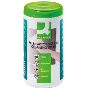Salviette di pulizia schermi Q-Connect TFT+LCD senza alcool - Barattolo - KF04501A (conf.100 salviette)