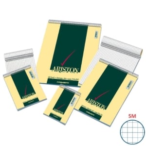 Blocco spiralato a quadretti Blasetti ARISTON con copertina goffrata 3 colori 60g/m² - 60 fogli 5mm - A7 - 8X12cm 240 - 1085